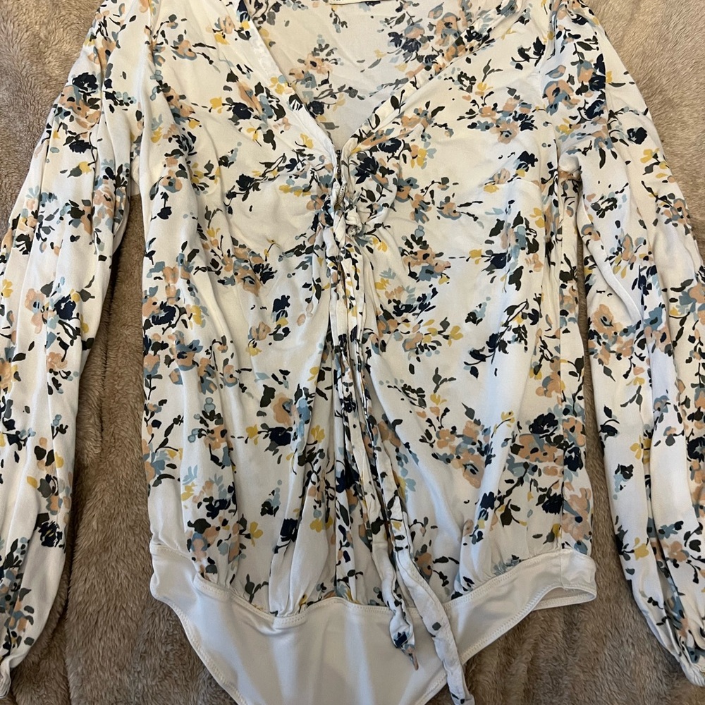 Abercrombie White Floral Bodysuit